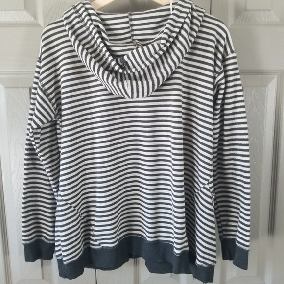 Paper Crane Distressed Gray Striped Hoodie - Picture 4 of 4